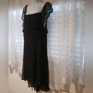 Womens Plus Size Black Lace Dress
